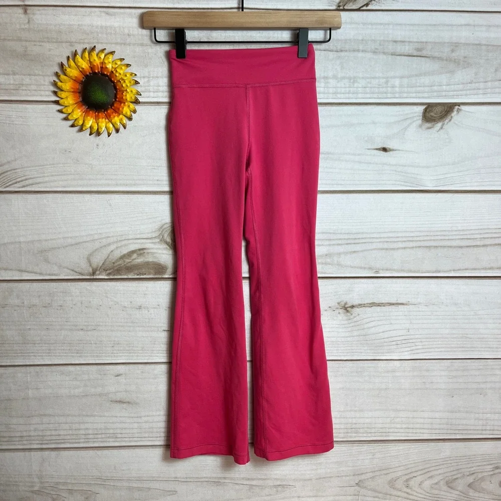Athleta Girl High Rise‎ Chit Chat Flare Pants Kids Size S/7 Pink Athletic